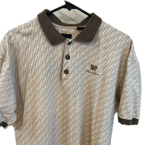 Axis LA Men Polo Golf Short Sleeve Shirt Tan Cream Kaui Lagoon Logo LARGE - Picture 1 of 8